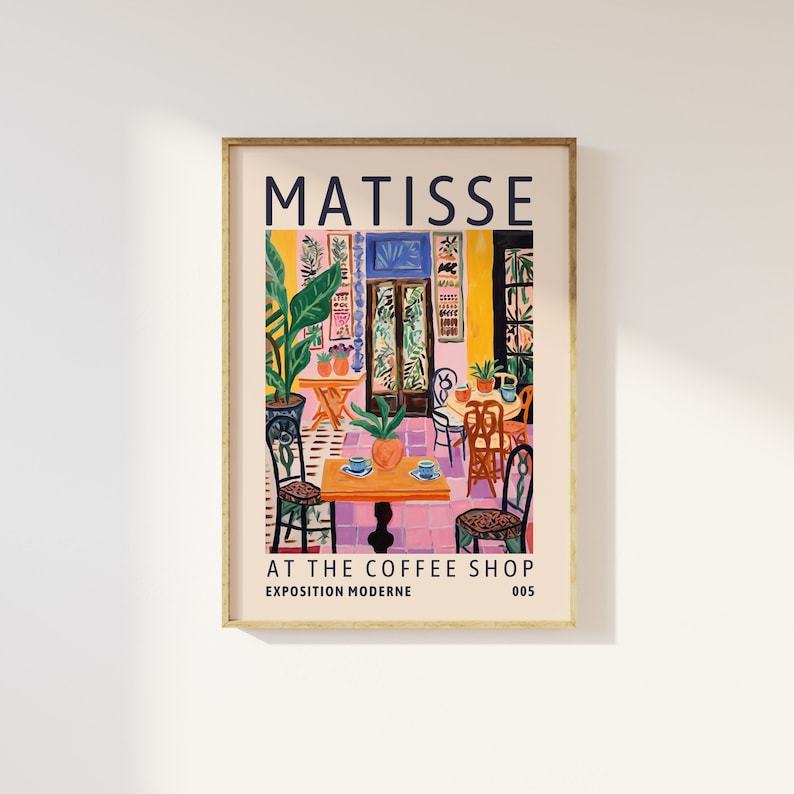 Henri Matisse Coffee Shop Exhibition Print - Coffee Kitchen Dining Room Art Painting, Gallery Art, Modern Classic Luxury Poster, Colourful image 1