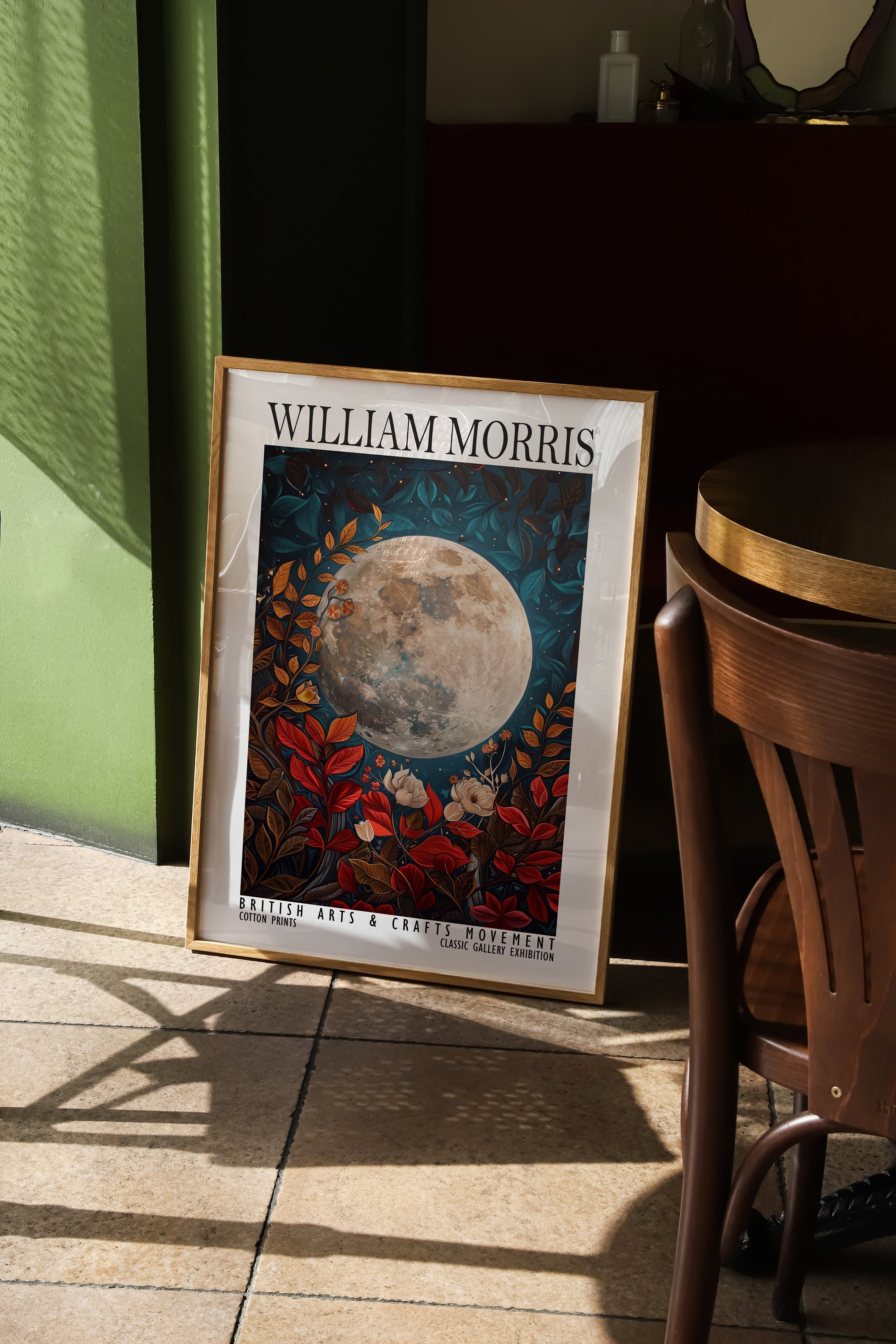 William Morris Full Moon and Flowers Print, Cotton Prints Exhibition ...