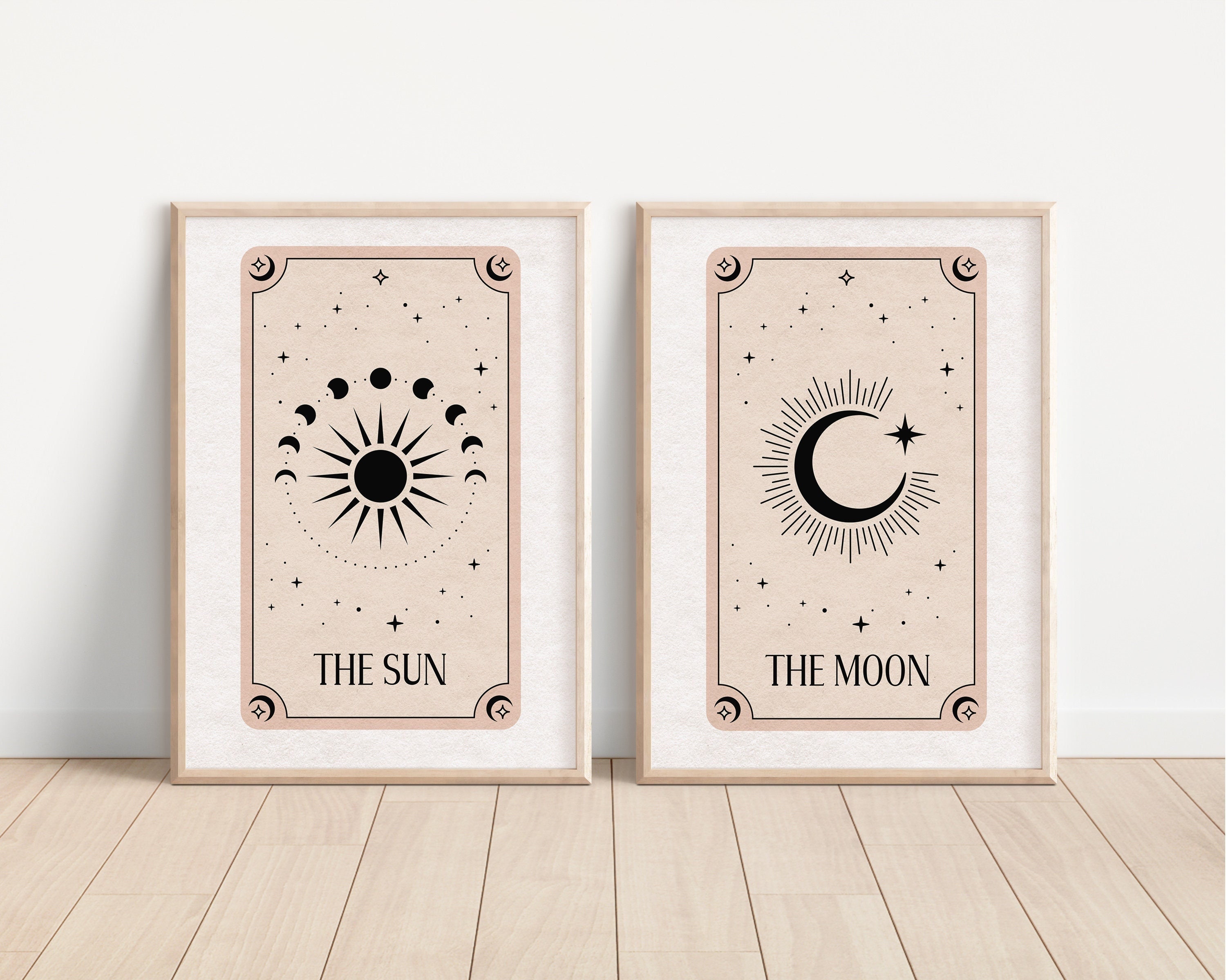 The Sun and the Moon Boho Tarot Print Set 2 Wall Art - Etsy Norway