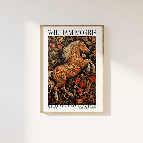William Morris Horse Print, Morris Exhibition Vintage Poster