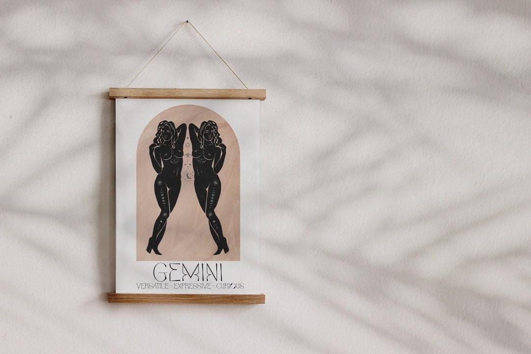 Gemini Boho Zodiac Print - Star Sign Art, Astrology Poster, Bohemian ...