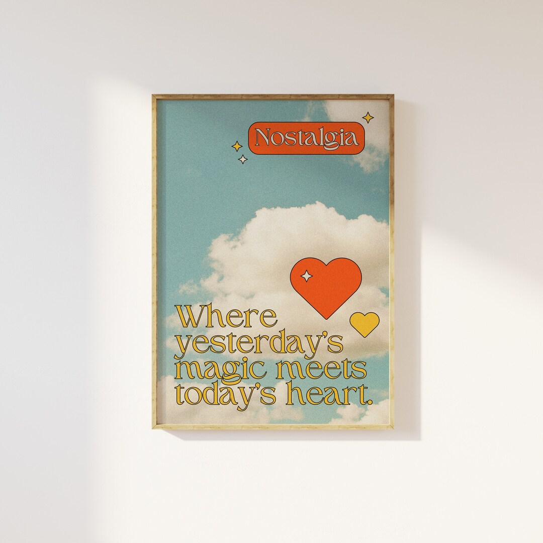 Nostalgia Retro Typography Wall Art Print Grainy Vintage Nostalgia