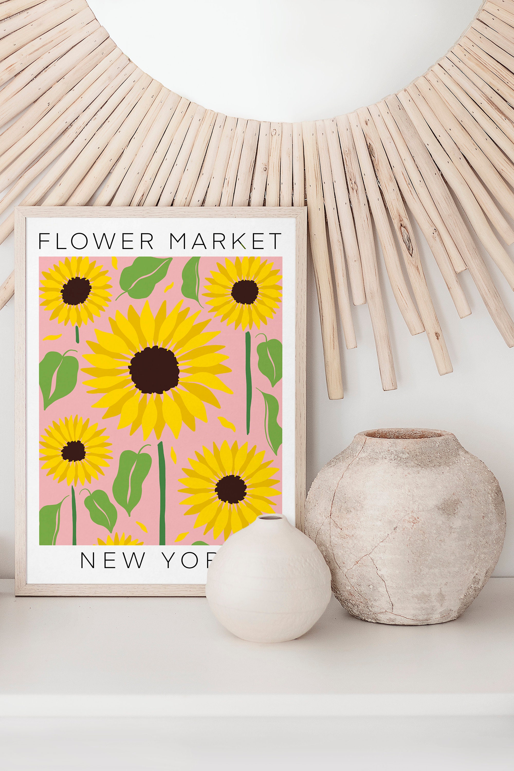 Flower Market Print New York Flower Market Floral Print Etsy UK