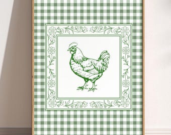Vintage Chicken Print: Cottagecore Farmhouse Kitchen Art