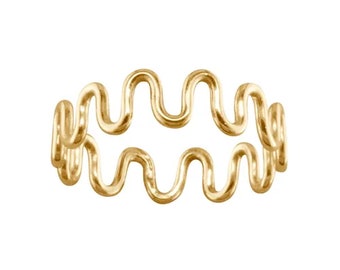 14k Gold Filled Wave Toe Ring - Zig Zag Stacking Ring, Fitted and Round - Simple Minimalist Jewelry