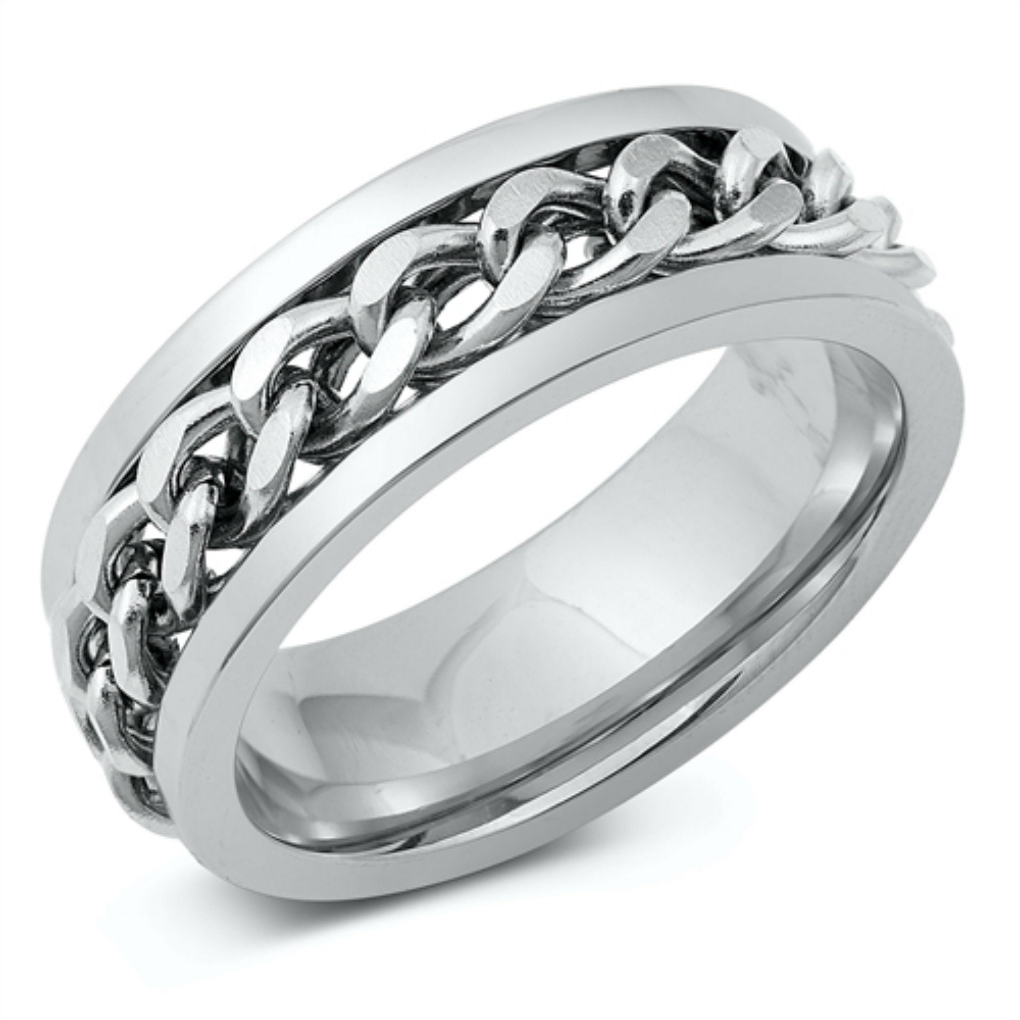 Spinner Ring for Men Silver Ring for Men Stainless Steel - Etsy Sweden