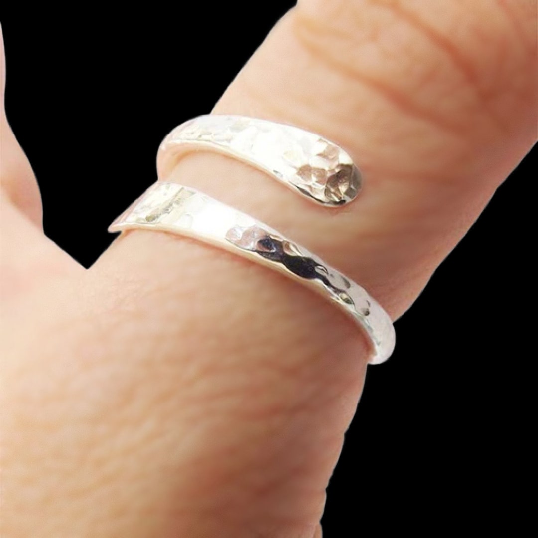 Thumb Ring, Hammered Thumb Rings, Sterling Silver Thumb Ring, Coil