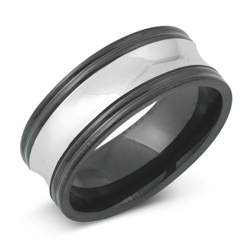 Wedding Band Unisex Black Thumb Ring Black Ring Men/'s Ring Ring For Men Ring for men Black and Silver Band Size 7 to 14 Boyfriend