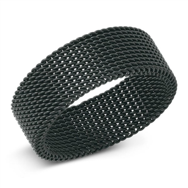 Stylish Black Mesh Ring for Men - Stainless Steel Thumb Ring