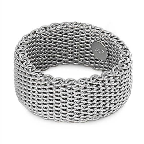 Thumb Ring Sterling Silver Mesh Ring 
