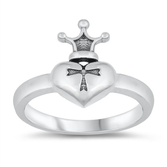 Sterling Silver Cross Ring Catholic Ring Christian Ring First Communion Gift Confirmation Gift Religious Ring Heart Finger ring