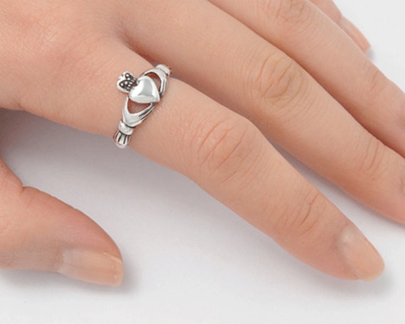 Sterling Silver Claddagh Ring Irish Wedding Celtic Heart Thumb Ring - Etsy  UK