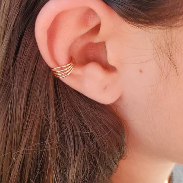 Gold Ear Cuff, 14k Gold Ear Cuff, Gold Ear Wrap, Cartilage earring, swirl earring, small earring, gold earring