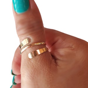 Thumb Ring, Gold Thumb Ring, Coil, Bypass, Adjustable, Wrap Around, Polished, #goldthumbrings Thumb Rings for Women