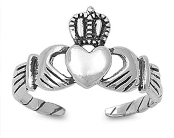 Claddagh toe ring ·Toe Ring · Silver Toe Ring Claddagh Heart Crown · Sterling Silver Adjustable toe ring · 925 toe rings for women