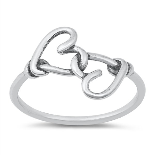 Heart Ring, Heart Toe Ring, Love Ring, Double Heart Ring, Heart Ring, Boho Ring, Silver Stacking Ring, Braid Ring, Minimalist Heart Ring
