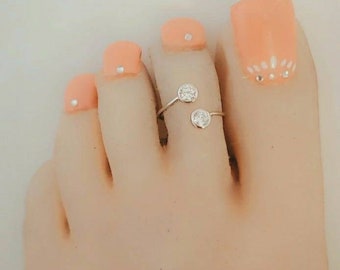 Toe Ring. Toe Rings, Sterling Silver Toe Ring, Sterling Silver Cz Toe Ring, Crystal Toe Ring, Adjustable Toe Ring, Clear crystal April Stone