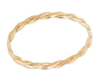 Bague d'orteil en or, anneau d'orteil tressé rempli d'or 14 carats, anneau d'orteil simple et minimaliste pour femme, bague à superposer, taille 2 2,5 3 3,5 4 4,5 5 5,5 6