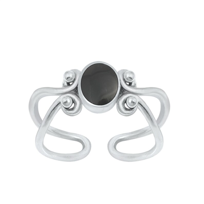 Adjustable Sterling Silver Black Onyx Toe Ring for Women image 9