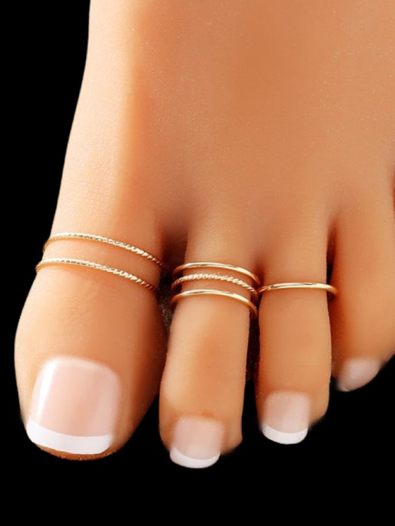 3PCS 14K Gold Filled Toe Rings for Women Adjustable Gold Toe Ring Set Open  Band | eBay