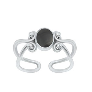 Adjustable Sterling Silver Black Onyx Toe Ring for Women image 4