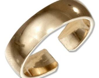 Adjustable 14k Gold Wide Toe Ring - Stylish and Comfortable Women's Jewelry