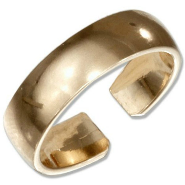 Adjustable 14k Gold Wide Toe Ring - Stylish and Comfortable Women's Jewelry