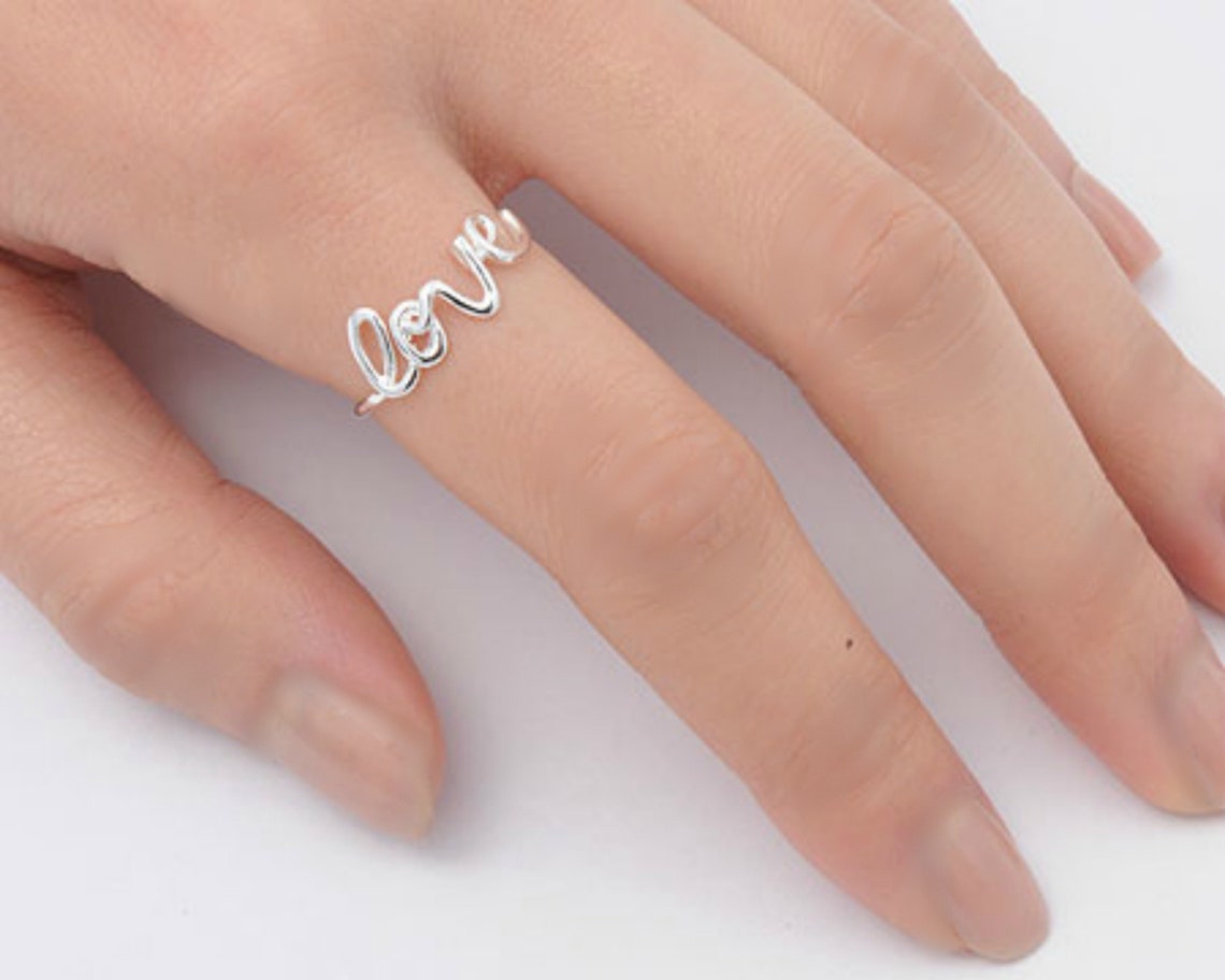 Love Ring Girlfriend Ring Sterling Silver Love Ring Thumb Etsy