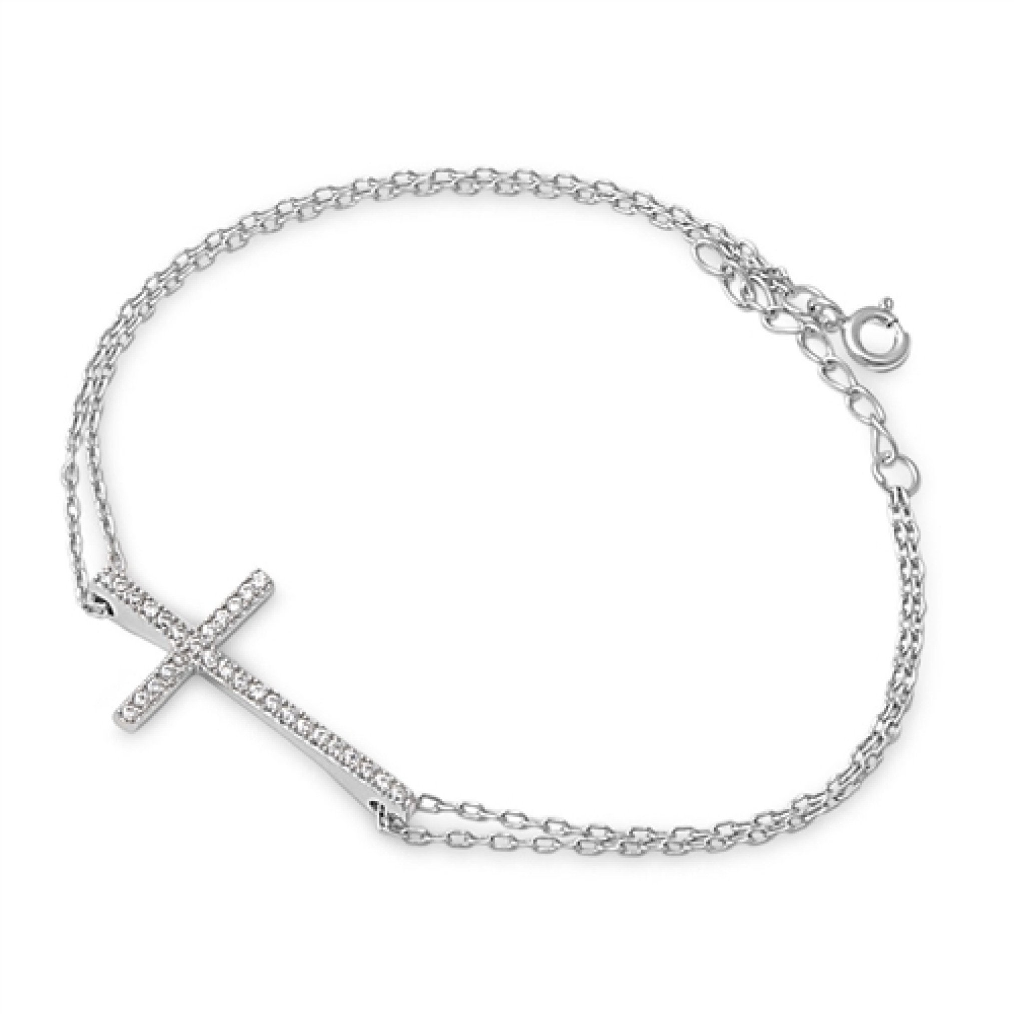 Cross Bracelet for Women Sterling Silver Cz Crystal Cross - Etsy
