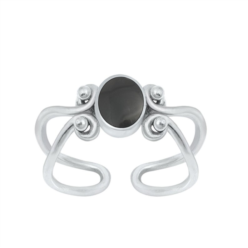 Adjustable Sterling Silver Black Onyx Toe Ring for Women image 2