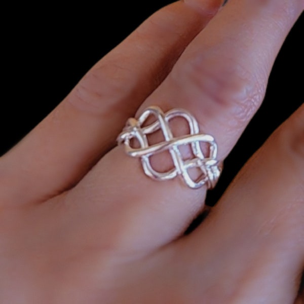 Unique 4 Piece Sterling Silver Puzzle Ring - Intricate Puzzle Rings for Women and Teens