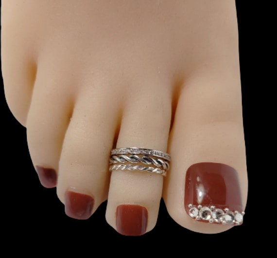 Buy Sterling Silver Toe Ring Set Stacked Toe Rings 3 Pieces for