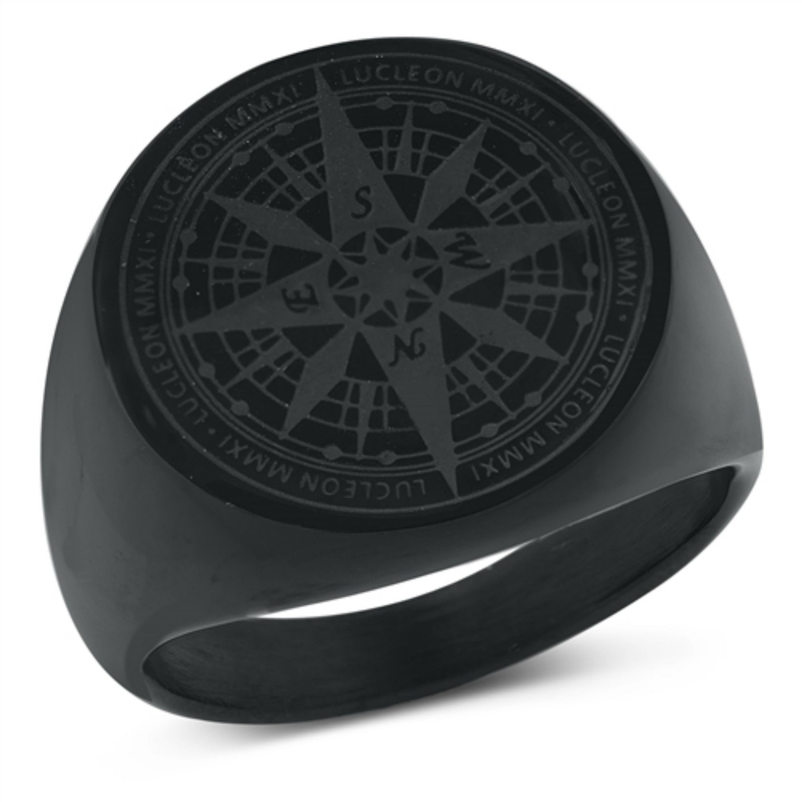 Men's Ring Compass Band Ring 21mm Black Band Matte Etsy