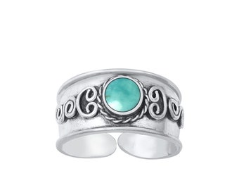 Handcrafted Sterling Silver Adjustable Toe Ring with Turquoise - Unique Bali Style Jewelry for Women and Teens