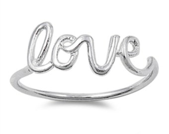 Love Ring, Love Silver Toe Ring, Love Sterling Adjustable Toe Ring, Love Thumb Ring, Simple Dainty 925, Valentines Day, Promise Ring 5 to 10