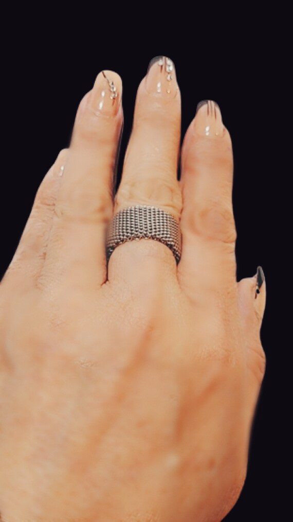 Anillo para pulgar Anillo de malla de plata de ley Anillo de