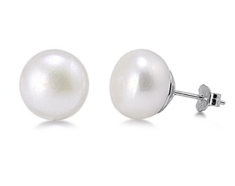 Genuine fresh water pearl stud earrings 8mm Bridesmaid earrings Bridal pearl earrings Real pearl earrings Wedding earrings Bridal gifts