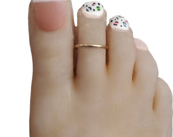 Anillo minimalista de oro para el dedo del pie: joyería ajustable llena de oro de 14 k para mujeres y adolescentes