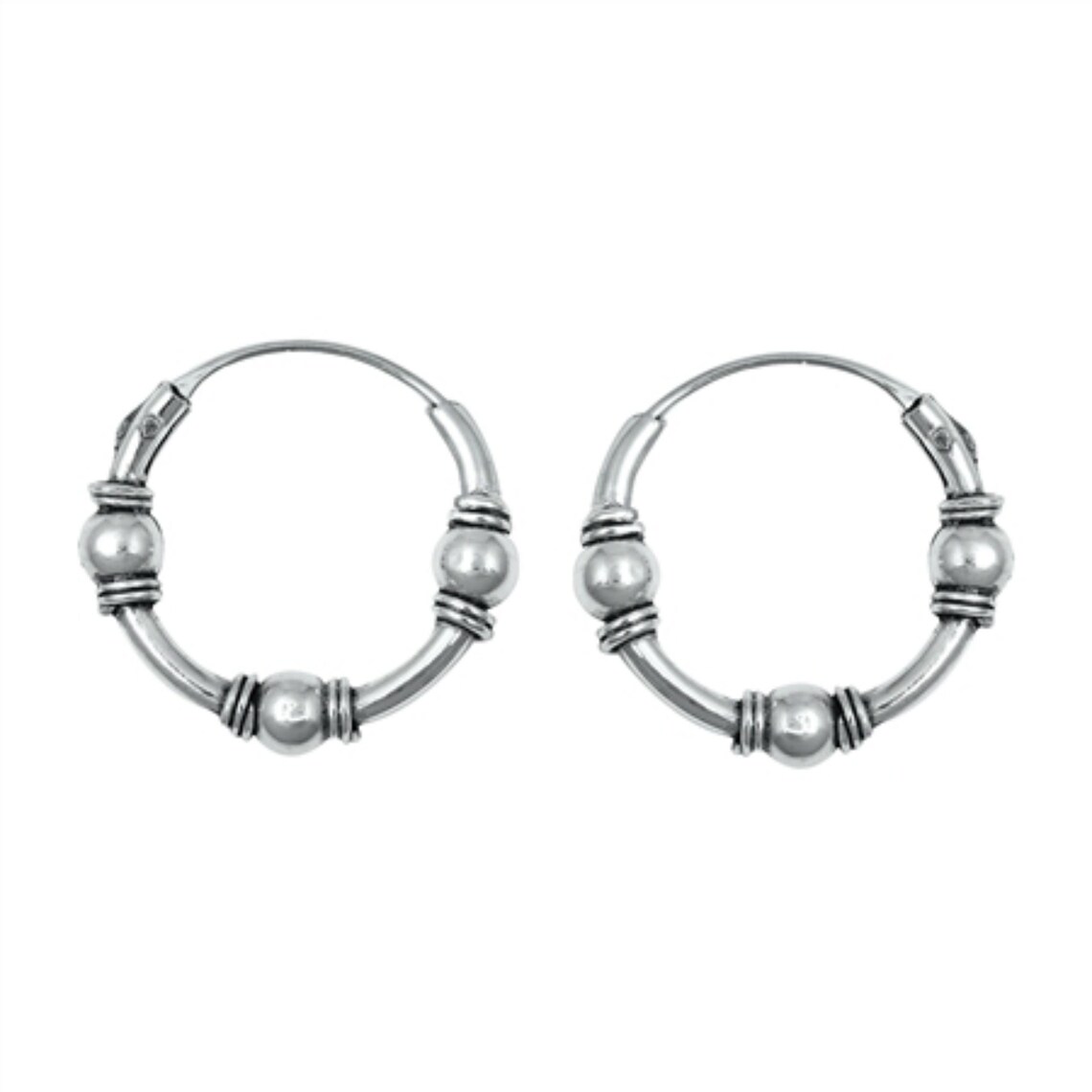 Bali Hoop Earrings solid 925 Sterling Silver hoop Loop Etsy