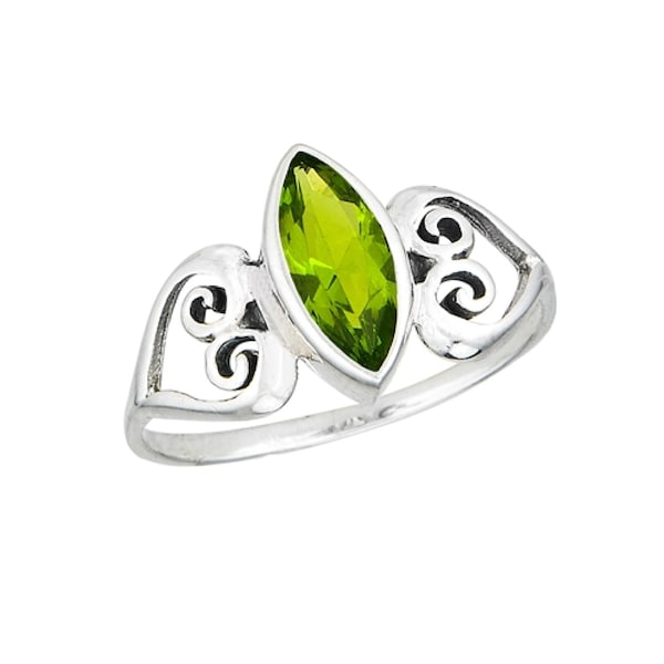 Sterling Silver Celtic Heart Ring with Synthetic Peridot, Irish Ring, Irish Heart Ring, Celtic Ring, Thumb Ring, August birthstone