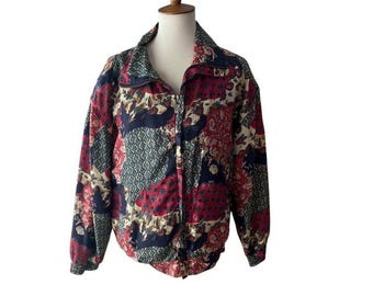 Vtg 80s Fuda Intl. 100% Silk Full Zip Jacket. SZ Medium. All Over Print Paisley