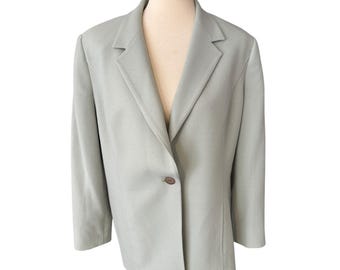 VTG Talbots very light green 100% wool blazer. 14 petite. Old money. Preppy. EUC