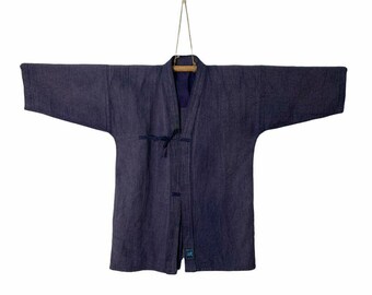 Japanese Indigo Dyed Kimono Sanjuro Happi Noragi Jacket Like Kapital Visvim  Craig green Japan Traditional Streetwear Fashion Jf15