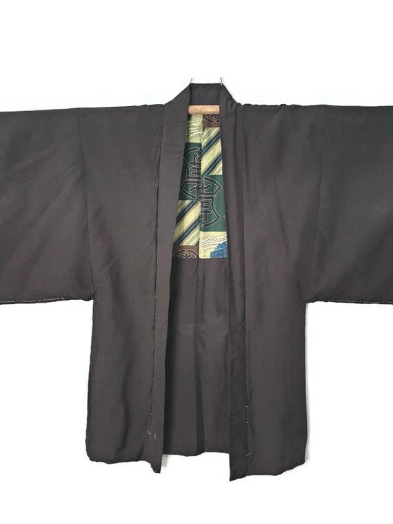 JapaneseFinds Japanese Mens Montsuki Haori Kimono Brown Japan Classic Script Japanese Streetwear Fashion Fu