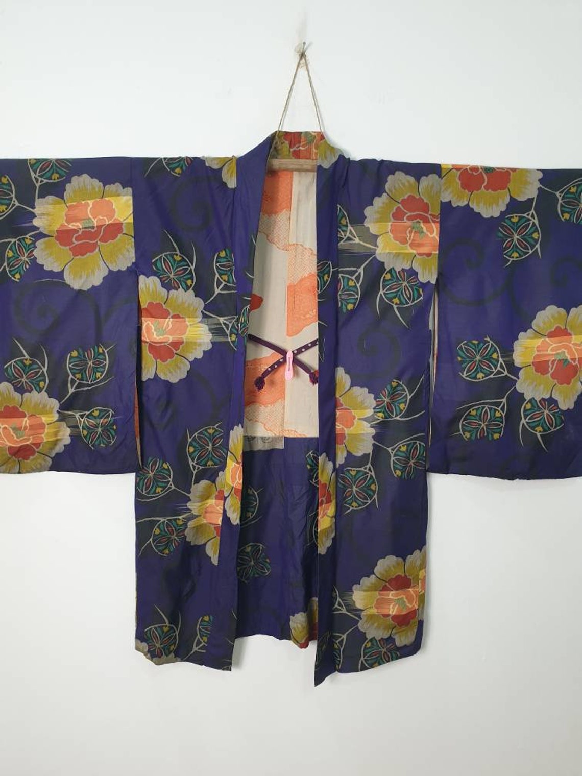 Japanese Haori Silk Kimono Sleeve Drop Floral Motif Japan - Etsy