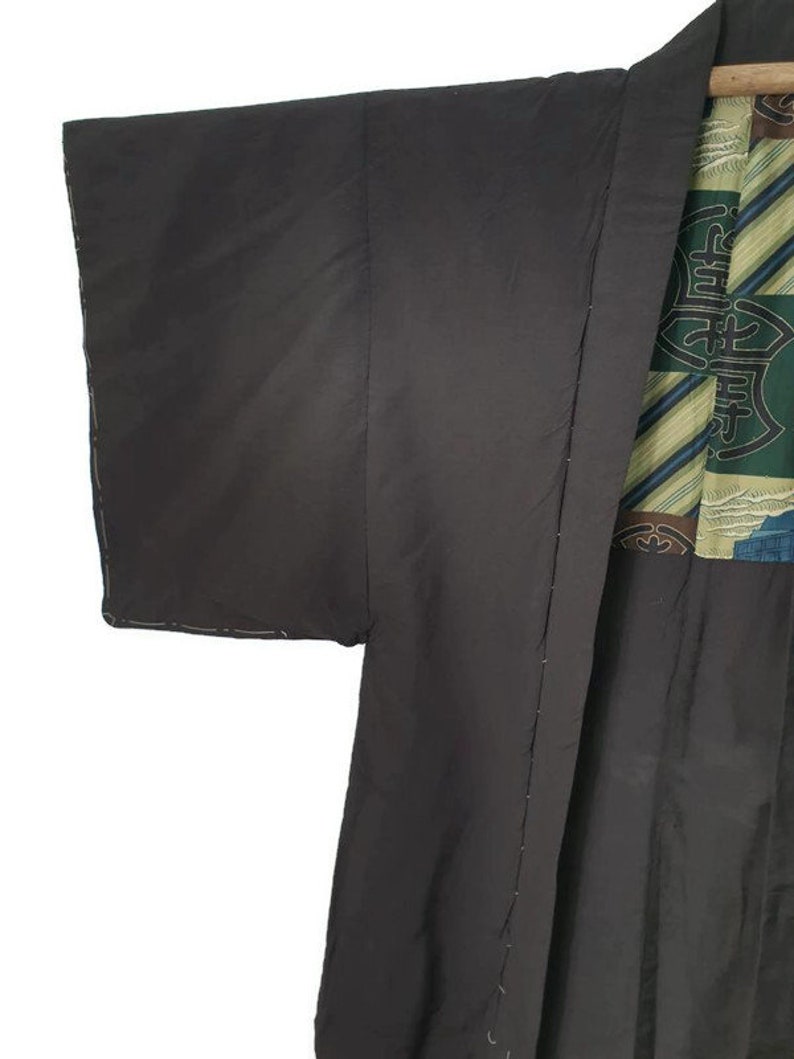 Japanese Mens Montsuki Haori Kimono Brown Japan Classic Script - Etsy