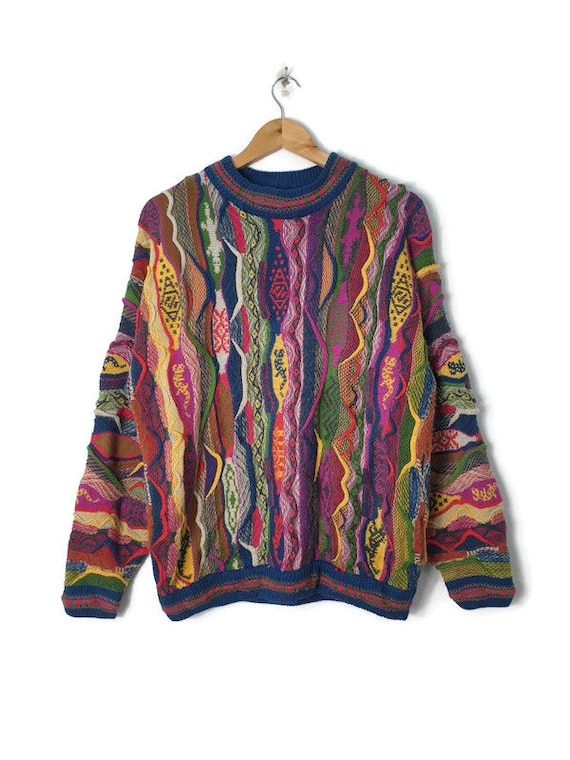 Vintage Coogi Style Sweater Knit Multicolored Laye