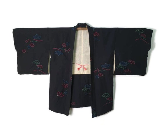 Japanese Haori Silk Kimono Black Kimono 