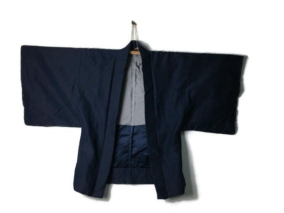 Japanese Blue Wool Montsuki Kimono Haori Mens Jacket … - Gem