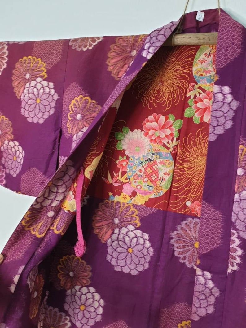 Japanese Haori Kimono Floral Motif Purple Jacket Rare Design | Etsy